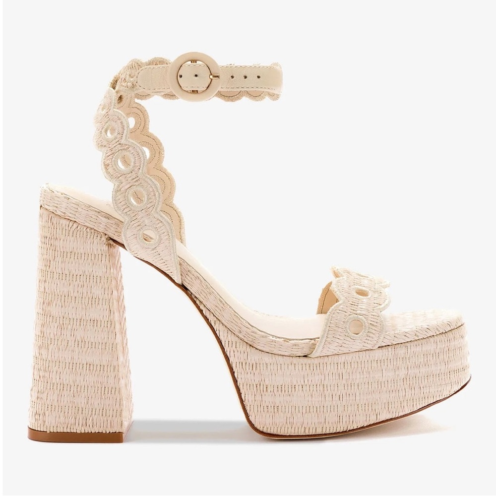 Dolly Broderie Sandal In Natural Raffia